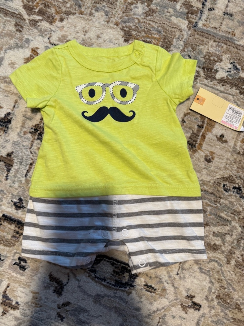 Cherokee Green Short-Sleeve Baby Romper with Tag